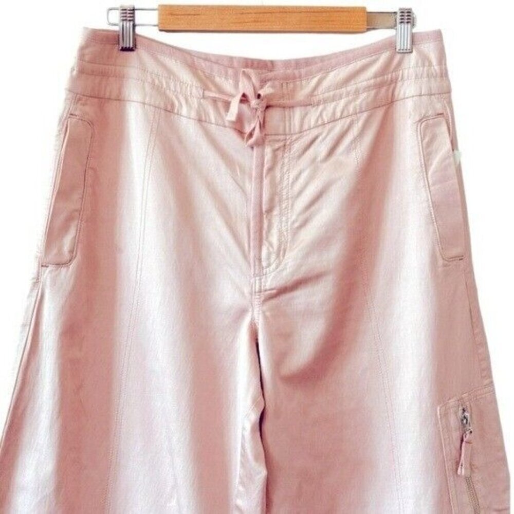 ANTHROPOLOGIE Pilcro Satin Cargo Parachute Pants Pink Combo Size 31 NEW - Picture 9 of 12